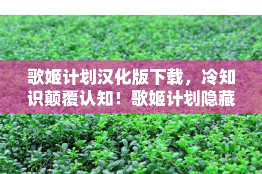 歌姬计划汉化版下载，冷知识颠覆认知！歌姬计划隐藏设计大揭秘，让你目瞪口呆！