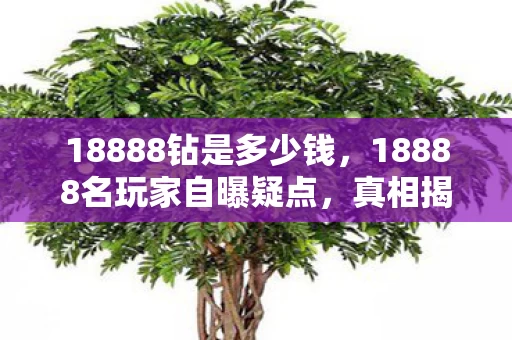 18888钻是多少钱，18888名玩家自曝疑点，真相揭晓那一刻，网友，绷不住了！