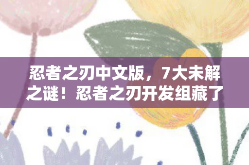 忍者之刃中文版,7大未解之谜!忍者之刃开发组藏了10年的真相,玩家集体破防! 忍者之刃中文版,7大未解之谜!忍者之刃开发组藏了10年的真相,玩家集体破防!