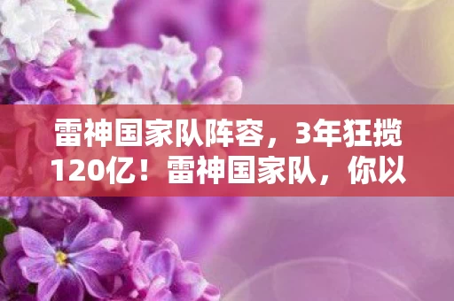 雷神国家队阵容，3年狂揽120亿！雷神国家队，你以为的情怀杀，实则是资本的暴利狂欢