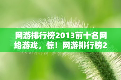 网游排行榜2013前十名网络游戏,惊!网游排行榜2013前十名,竟藏着让百万玩家沦陷的秘密? 网游排行榜2013前十名网络游戏,惊!网游排行榜2013前十名,竟藏着让百万玩家沦陷的秘密?