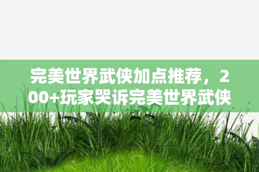 玩家哭诉完美世界武侠加点疑云图片