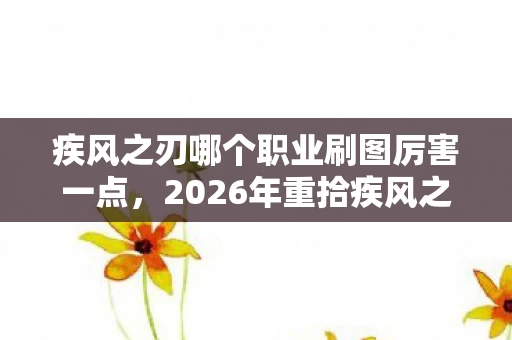 疾风之刃哪个职业刷图厉害一点图片