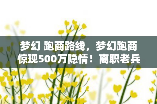 梦幻 跑商路线，梦幻跑商惊现500万隐情！离职老兵拍桌怒吼，这方案早该枪毙！