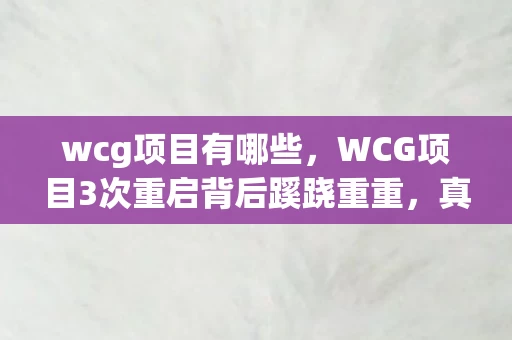 wcg项目有哪些,WCG项目3次重启背后蹊跷重重,真相揭晓令人后背发凉 wcg项目有哪些,WCG项目3次重启背后蹊跷重重,真相揭晓令人后背发凉