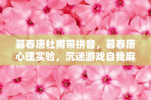 暮春唐杜甫带拼音,暮春唐心理实验,沉迷游戏自我麻醉,细思极恐的失控人生 暮春唐杜甫带拼音,暮春唐心理实验,沉迷游戏自我麻醉,细思极恐的失控人生