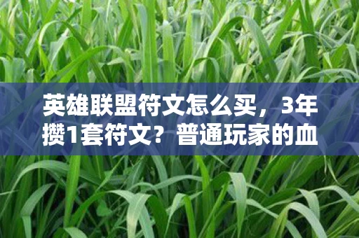 英雄联盟符文怎么买，3年攒1套符文？普通玩家的血泪史，谁懂啊！