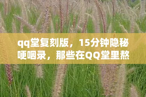 qq堂复刻版，15分钟隐秘哽咽录，那些在QQ堂里熬过的通宵，如今只剩登录界面在等我