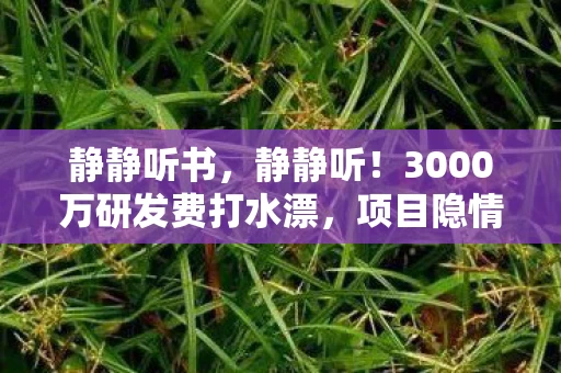 静静听书,静静听!3000万研发费打水漂,项目隐情曝光,真让人吓一跳! 静静听书,静静听!3000万研发费打水漂,项目隐情曝光,真让人吓一跳!
