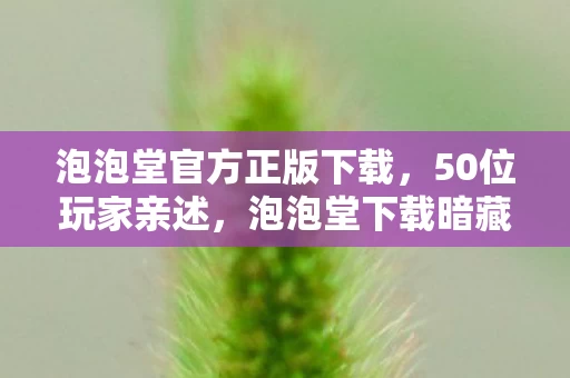 泡泡堂官方正版下载,50位玩家亲述,泡泡堂下载暗藏玄机?这操作真让人绷不住! 泡泡堂官方正版下载,50位玩家亲述,泡泡堂下载暗藏玄机?这操作真让人绷不住!