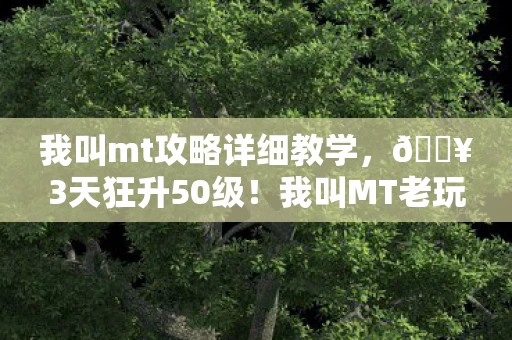 我叫mt攻略详细教学，🔥3天狂升50级！我叫MT老玩家血泪总结，这3个隐藏技巧绝了！