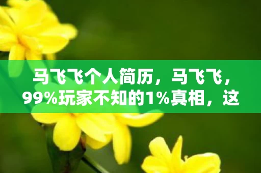 马飞飞个人简历,马飞飞,99%玩家不知的1%真相,这虚拟世界藏着多少扎心现实? 马飞飞个人简历,马飞飞,99%玩家不知的1%真相,这虚拟世界藏着多少扎心现实?