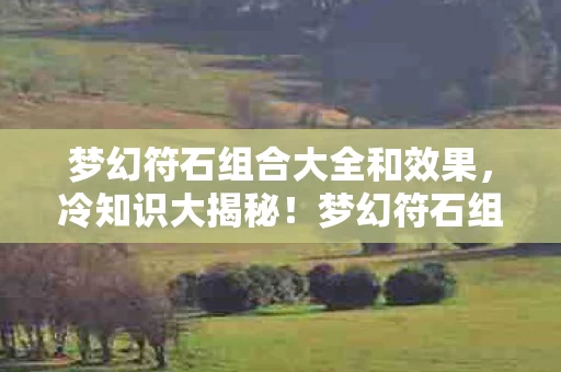 梦幻符石组合大全和效果,冷知识大揭秘!梦幻符石组合颠覆认知,老玩家目瞪口呆! 梦幻符石组合大全和效果,冷知识大揭秘!梦幻符石组合颠覆认知,老玩家目瞪口呆!