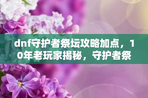 dnf守护者祭坛攻略加点，10年老玩家揭秘，守护者祭坛背后，谁在为情怀买单的辛酸泪？