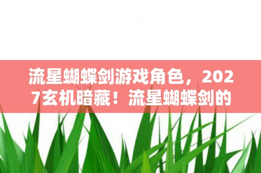 流星蝴蝶剑游戏角色,2027玄机暗藏!流星蝴蝶剑的沉默江湖,究竟给了我什么? 流星蝴蝶剑游戏角色,2027玄机暗藏!流星蝴蝶剑的沉默江湖,究竟给了我什么?