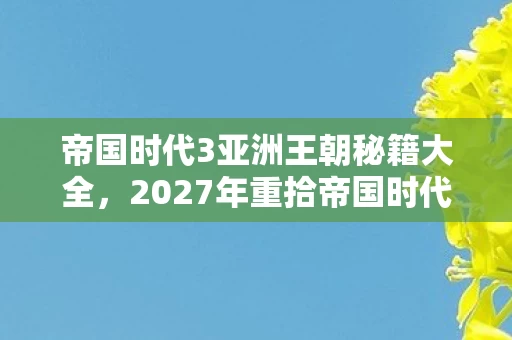 帝国时代3亚洲王朝秘籍大全，2027年重拾帝国时代3亚洲王朝，伏笔揭开，鼻子一酸忆旧情