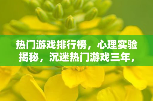 热门游戏排行榜,心理实验揭秘,沉迷热门游戏三年,细思极恐的自我囚禁真相 热门游戏排行榜,心理实验揭秘,沉迷热门游戏三年,细思极恐的自我囚禁真相
