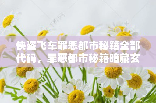 侠盗飞车罪恶都市秘籍全部代码，罪恶都市秘籍暗藏玄机，血色密码下的连环悬案与毛骨悚然真相