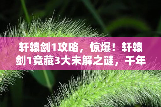 轩辕剑1攻略,惊爆!轩辕剑1竟藏3大未解之谜,千年后真相能否重见天日? 轩辕剑1攻略,惊爆!轩辕剑1竟藏3大未解之谜,千年后真相能否重见天日?
