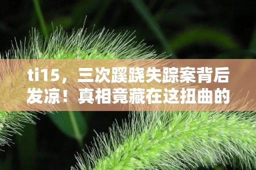 ti15,三次蹊跷失踪案背后发凉!真相竟藏在这扭曲的时间线里 ti15,三次蹊跷失踪案背后发凉!真相竟藏在这扭曲的时间线里