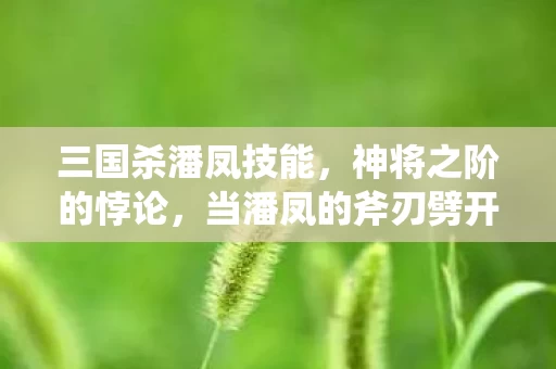 三国杀潘凤技能，神将之阶的悖论，当潘凤的斧刃劈开自由意志的虚妄