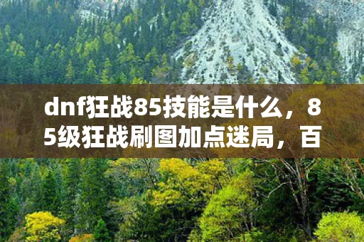 dnf狂战85技能是什么，85级狂战刷图加点迷局，百万玩家中，谁才是那个被遗忘的血色孤狼？