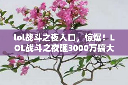 lol战斗之夜入口，惊爆！LOL战斗之夜砸3000万搞大动作，背后隐情让人吓一跳！