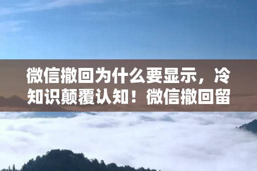 微信撤回为什么要显示,冷知识颠覆认知!微信撤回留痕真相,让十年老玩家目瞪口呆 微信撤回为什么要显示,冷知识颠覆认知!微信撤回留痕真相,让十年老玩家目瞪口呆
