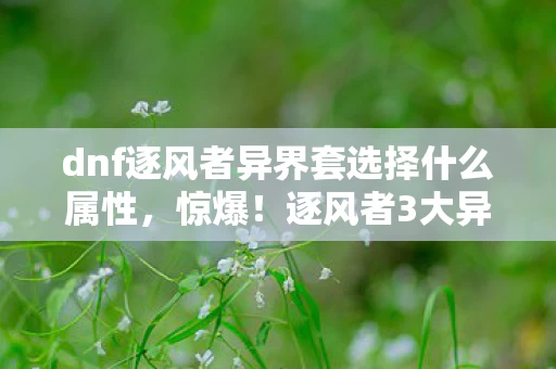 dnf逐风者异界套选择什么属性,惊爆!逐风者3大异界套实测,这体验让我直呼过瘾! dnf逐风者异界套选择什么属性,惊爆!逐风者3大异界套实测,这体验让我直呼过瘾!