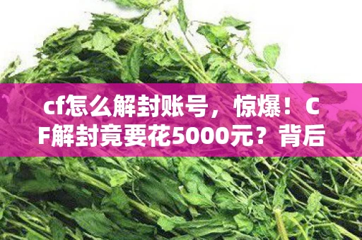 cf怎么解封账号，惊爆！CF解封竟要花5000元？背后隐情让你吓一跳！