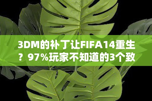 3DM的补丁让FIFA14重生?97%玩家不知道的3个致命技巧,最后1个让我砸了手柄! 3DM的补丁让FIFA14重生?97%玩家不知道的3个致命技巧,最后1个让我砸了手柄!