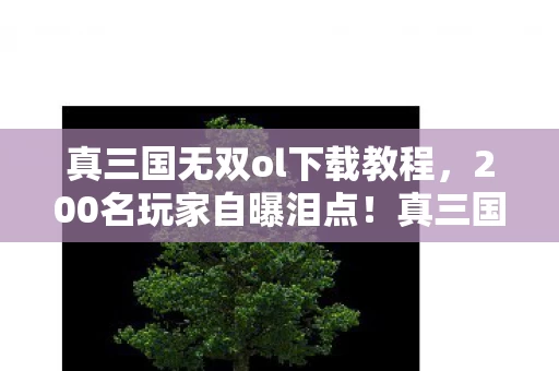 真三国无双ol下载教程,200名玩家自曝泪点!真三国无双OL下载背后,谁绷不住在网吧破防了? 真三国无双ol下载教程,200名玩家自曝泪点!真三国无双OL下载背后,谁绷不住在网吧破防了?
