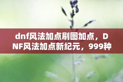 dnf风法加点刷图加点,DNF风法加点新纪元,999种衍生数破圈玩法,冰箱空了也要狂欢! dnf风法加点刷图加点,DNF风法加点新纪元,999种衍生数破圈玩法,冰箱空了也要狂欢!