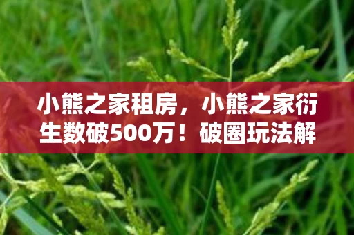 小熊之家租房,小熊之家衍生数破500万!破圈玩法解锁音乐综艺+时尚秀场,意想不到的跨界风暴来袭! 小熊之家租房,小熊之家衍生数破500万!破圈玩法解锁音乐综艺+时尚秀场,意想不到的跨界风暴来袭!