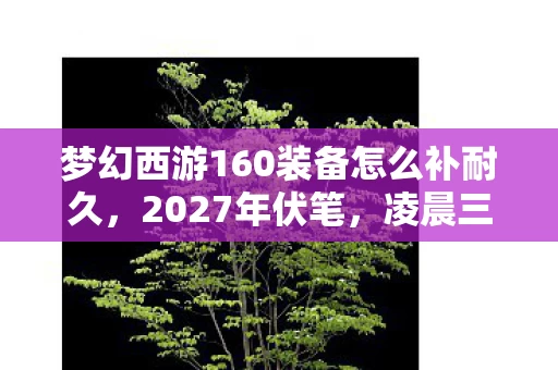 梦幻西游160装备怎么补耐久,2027年伏笔,凌晨三点那句等你,让我鼻子一酸想起泡面碗底的月亮 梦幻西游160装备怎么补耐久,2027年伏笔,凌晨三点那句等你,让我鼻子一酸想起泡面碗底的月亮