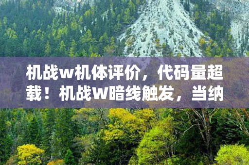 机战w机体评价，代码量超载！机战W暗线触发，当纳米虫群啃食你的头皮发麻神经元