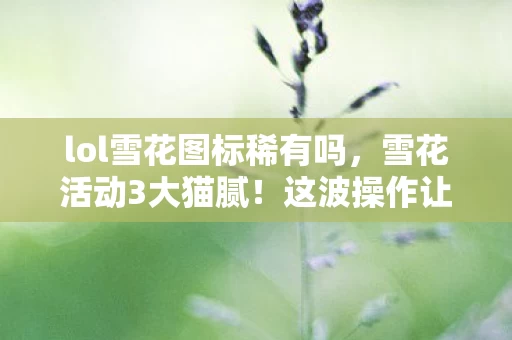 lol雪花图标稀有吗，雪花活动3大猫腻！这波操作让玩家集体上头又破防