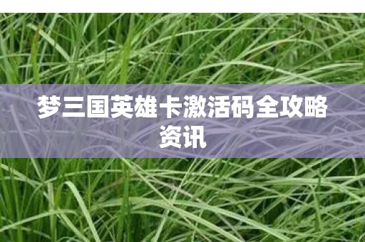 梦三国英雄卡激活码全攻略资讯图片