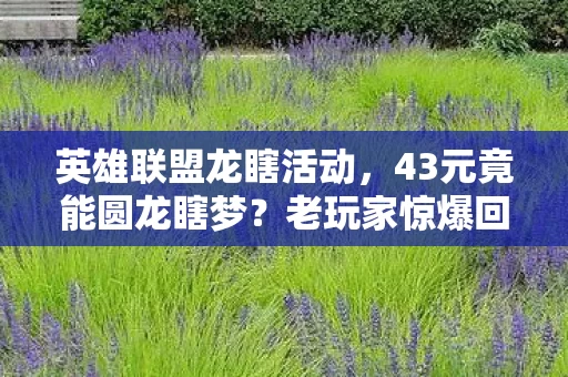 英雄联盟龙瞎活动，43元竟能圆龙瞎梦？老玩家惊爆回坑，背后真相令人咋舌！