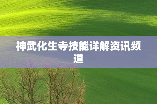 神武化生寺技能详解资讯频道图片
