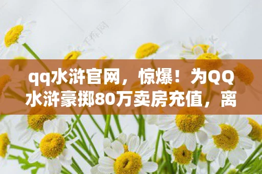 qq水浒官网,惊爆!为QQ水浒豪掷80万卖房充值,离婚协议背后藏惊人隐情! qq水浒官网,惊爆!为QQ水浒豪掷80万卖房充值,离婚协议背后藏惊人隐情!