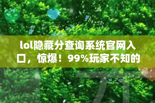 lol隐藏分查询系统官网入口,惊爆!99%玩家不知的隐藏分真相,2027年查询系统竟藏着…… lol隐藏分查询系统官网入口,惊爆!99%玩家不知的隐藏分真相,2027年查询系统竟藏着……