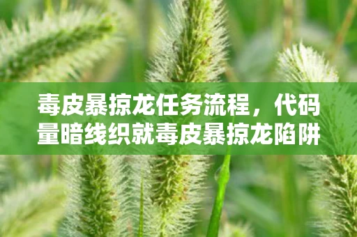 毒皮暴掠龙任务流程，代码量暗线织就毒皮暴掠龙陷阱，头皮发麻的帮派指挥官竟是现实社恐？