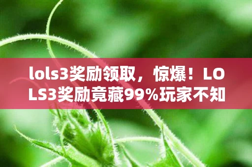 lols3奖励领取,惊爆!LOLS3奖励竟藏99%玩家不知的逆天机制,错过再等十年! lols3奖励领取,惊爆!LOLS3奖励竟藏99%玩家不知的逆天机制,错过再等十年!
