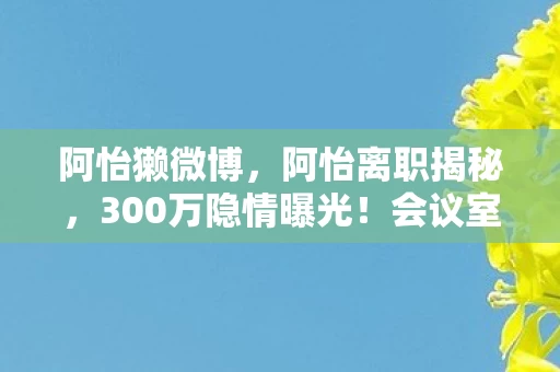 阿怡獭微博,阿怡离职揭秘,300万隐情曝光!会议室掀桌真相,吓你一跳! 阿怡獭微博,阿怡离职揭秘,300万隐情曝光!会议室掀桌真相,吓你一跳!