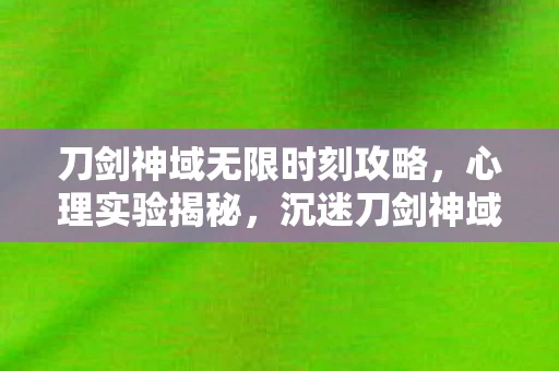 刀剑神域无限时刻攻略，心理实验揭秘，沉迷刀剑神域:无限时刻背后的细思极恐真相