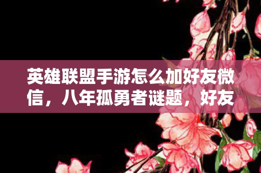 英雄联盟手游怎么加好友微信,八年孤勇者谜题,好友键成灰烬时,谁在泪目? 英雄联盟手游怎么加好友微信,八年孤勇者谜题,好友键成灰烬时,谁在泪目?