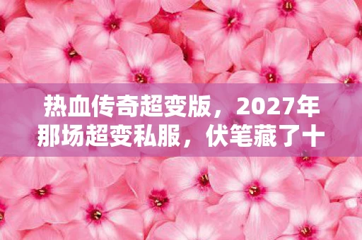 热血传奇超变版,2027年那场超变私服,伏笔藏了十年,想起时鼻子一酸 热血传奇超变版,2027年那场超变私服,伏笔藏了十年,想起时鼻子一酸