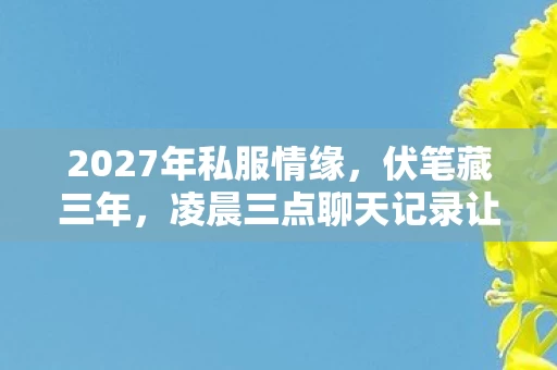 2027年私服情缘,伏笔藏三年,凌晨三点聊天记录让我鼻子一酸 2027年私服情缘,伏笔藏三年,凌晨三点聊天记录让我鼻子一酸
