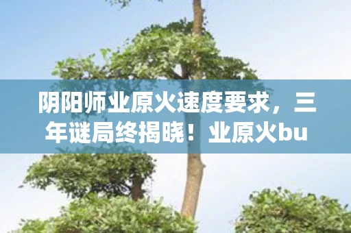 阴阳师业原火速度要求，三年谜局终揭晓！业原火bug死亡倒计时泪目，谁在操控生死簿？